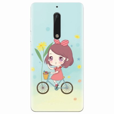 Husa silicon pentru Nokia 5, Girl And Bike foto
