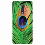 Husa silicon pentru Nokia 8, Peacock Feather Green Blue