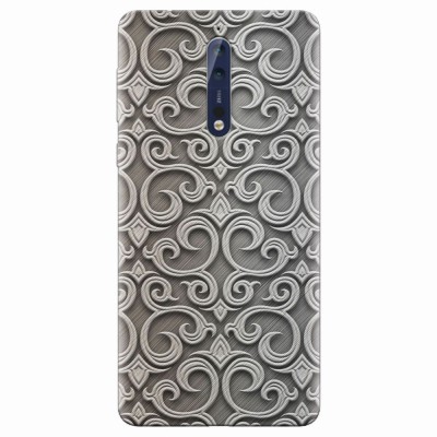 Husa silicon pentru Nokia 8, Baroque Silver Pattern foto