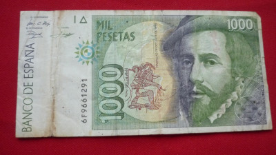 BANCNOTA 1000 PESETAS 1992 foto