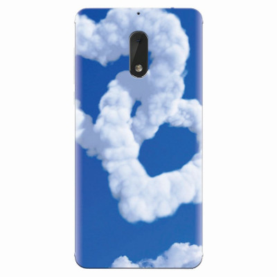 Husa silicon pentru Nokia 6, Heart Shaped Clouds Blue Sky foto