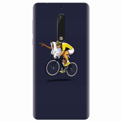 Husa silicon pentru Nokia 5, ET Riding Bike Funny Illustration foto