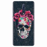 Husa silicon pentru Nokia 8, Colorful Skull Roses Space