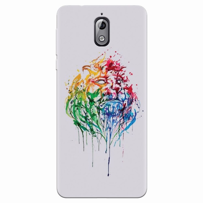 Husa silicon pentru Nokia 3.1, Paint Illustration Lion Head