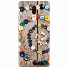 Husa silicon pentru Nokia 7 Plus, Colorful Buttons Spiral Wood Deck