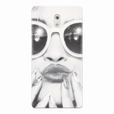 Husa silicon pentru Nokia 3, Black And White Portrait Blonde Model In Fashion Sunglasses