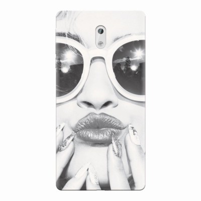 Husa silicon pentru Nokia 3, Black And White Portrait Blonde Model In Fashion Sunglasses foto