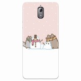 Husa silicon pentru Nokia 3.1, Cat And Snowman