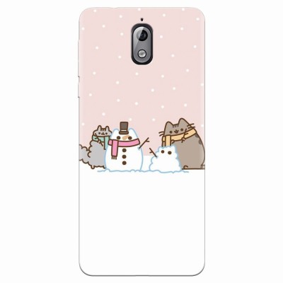 Husa silicon pentru Nokia 3.1, Cat And Snowman foto