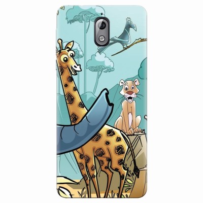 Husa silicon pentru Nokia 3.1, Children Drawings Elephants Giraffes Lions foto