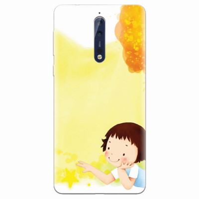 Husa silicon pentru Nokia 8, Child Autumn Paint Hd foto