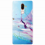 Husa silicon pentru Nokia 7 Plus, Artistic Paint Splash Purple Butterflies