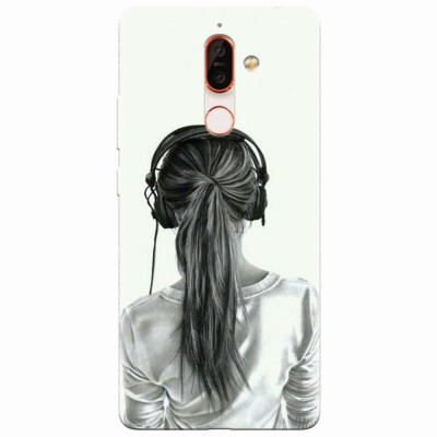 Husa silicon pentru Nokia 7 Plus, Girl With Headphone foto