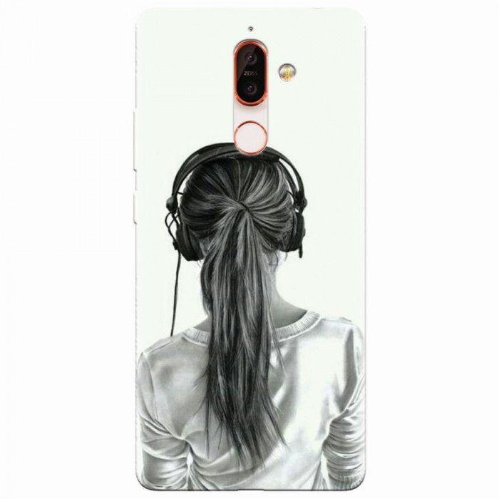 Husa silicon pentru Nokia 7 Plus, Girl With Headphone