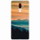 Husa silicon pentru Nokia 7 Plus, Blue Mountains Orange Clouds Sunset Landscape