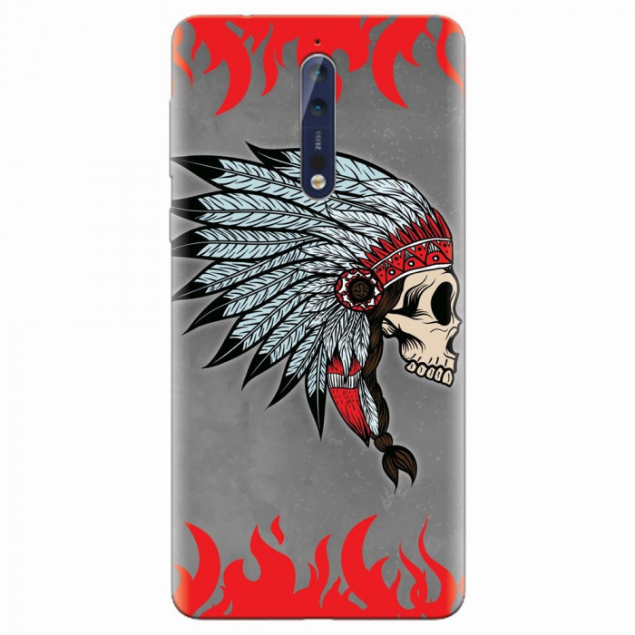 Husa silicon pentru Nokia 8, Indian Skull