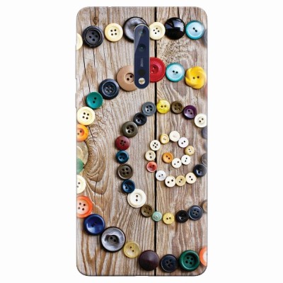 Husa silicon pentru Nokia 8, Colorful Buttons Spiral Wood Deck foto