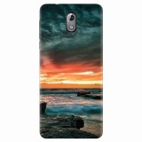 Husa silicon pentru Nokia 3.1, Dramatic Rocky Beach Shore Sunset
