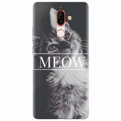 Husa silicon pentru Nokia 7 Plus, Meow Cute Cat foto
