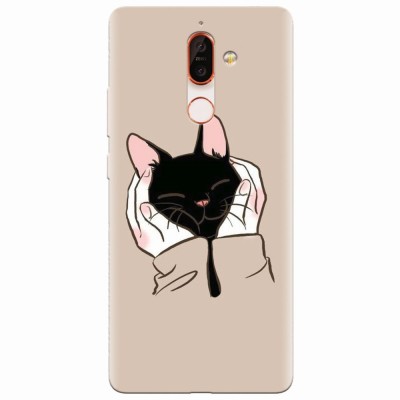 Husa silicon pentru Nokia 7 Plus, Th Black Cat In Hands foto