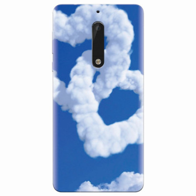 Husa silicon pentru Nokia 5, Heart Shaped Clouds Blue Sky foto