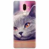 Husa silicon pentru Nokia 7 Plus, British Shorthair Cat Yellow Eyes Portrait