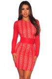 U752-3 Rochie mini din dantela si captusela nude
