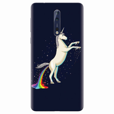 Husa silicon pentru Nokia 8, Unicorn Shitting Rainbows foto
