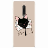 Husa silicon pentru Nokia 5, Th Black Cat In Hands