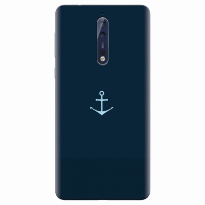 Husa silicon pentru Nokia 8, Blue Navy Anchor Illustration Flat foto