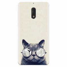 Husa silicon pentru Nokia 6, Cool Cat Glasses