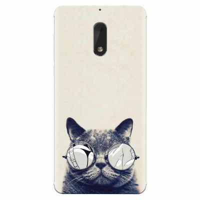 Husa silicon pentru Nokia 6, Cool Cat Glasses foto
