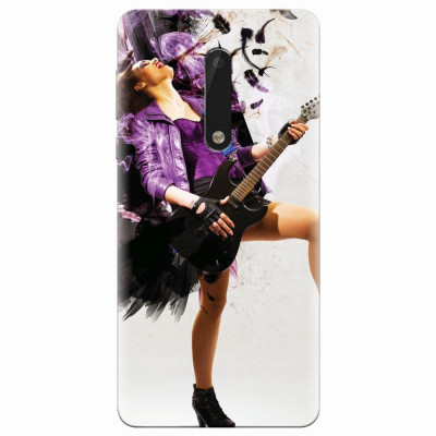 Husa silicon pentru Nokia 5, Rock Music Girl foto