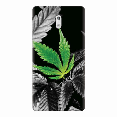 Husa silicon pentru Nokia 3, Trippy Pot Leaf Green foto