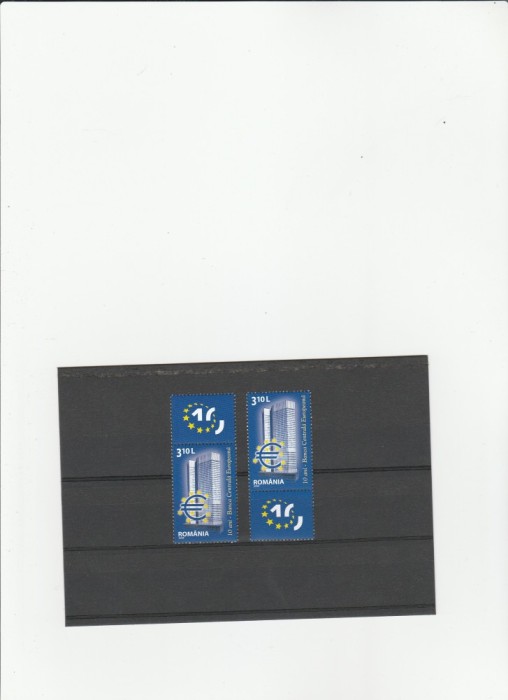 10 ANI BANCA CENTRALA EUROPEANA,SERIE X2 CU TABS,2008 NEUZAT,ROMANIA.