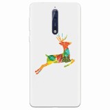 Husa silicon pentru Nokia 8, Colorful Reindeer Jump Illustration