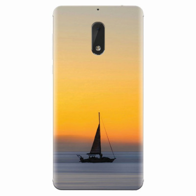 Husa silicon pentru Nokia 6, Wind Sail Boat Ocean Sunset foto