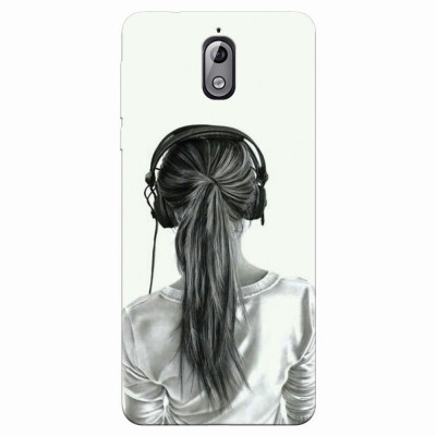 Husa silicon pentru Nokia 3.1, Girl With Headphone foto