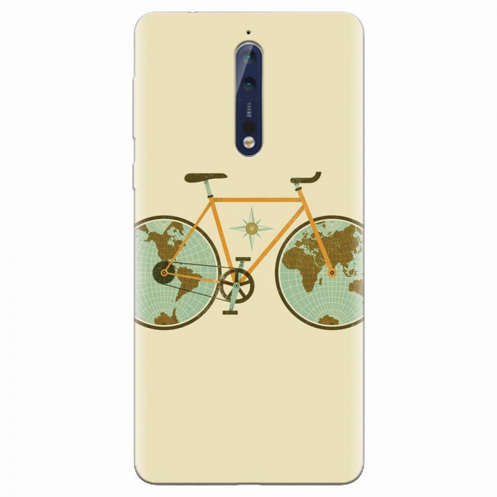 Husa silicon pentru Nokia 8, Retro Bicycle Illustration