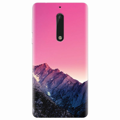 Husa silicon pentru Nokia 5, Mountain Peak Pink Gradient Effect foto