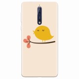 Husa silicon pentru Nokia 8, Flat Minimal Cute Bird Illustration