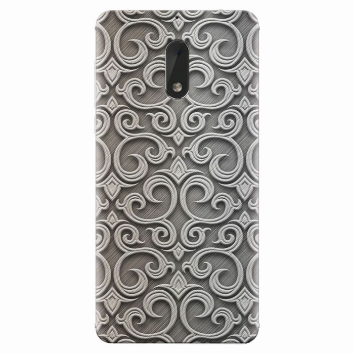Husa silicon pentru Nokia 6, Baroque Silver Pattern
