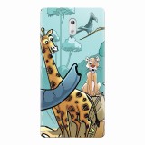 Husa silicon pentru Nokia 3, Children Drawings Elephants Giraffes Lions