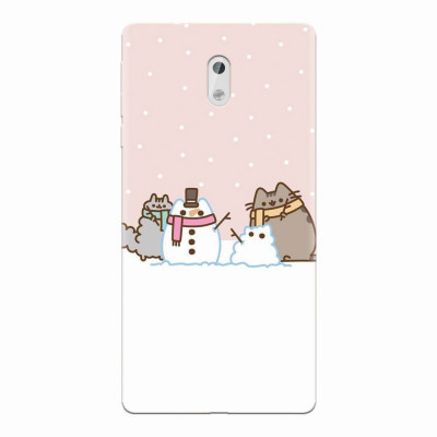 Husa silicon pentru Nokia 3, Cat And Snowman foto