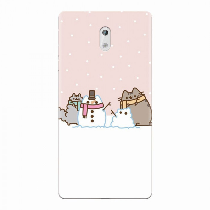 Husa silicon pentru Nokia 3, Cat And Snowman