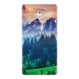 Husa Silicon Nokia 3: Forest Hills Snowy Mountains, Sunset Clouds - Protectie Telefon, Print UV, Transparenta Partial