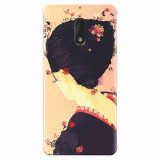 Husa silicon pentru Nokia 6, Japanese Geisha Illustration Cherry Blossom