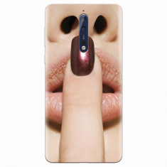 Husa silicon pentru Nokia 8, Finger Purple Nailpolish Girl Lips