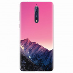 Husa silicon pentru Nokia 8, Mountain Peak Pink Gradient Effect