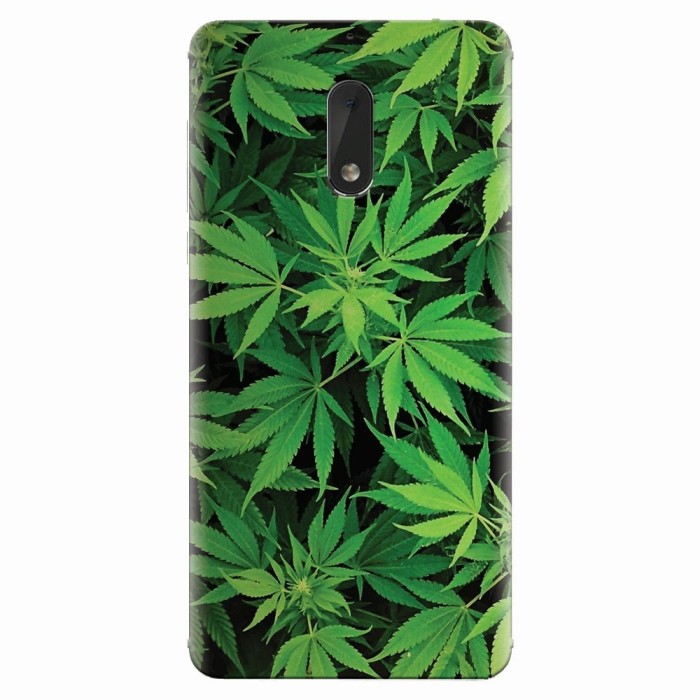 Husa silicon pentru Nokia 6, Green Leaf Pattern